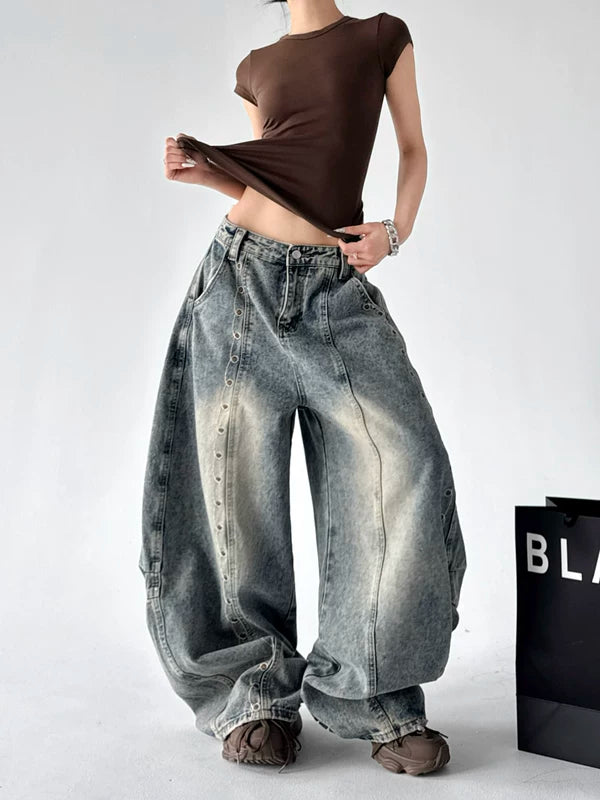 Extreme Wide-Leg Distressed Denim Pants 4