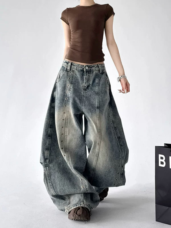 Extreme Wide-Leg Distressed Denim Pants 5