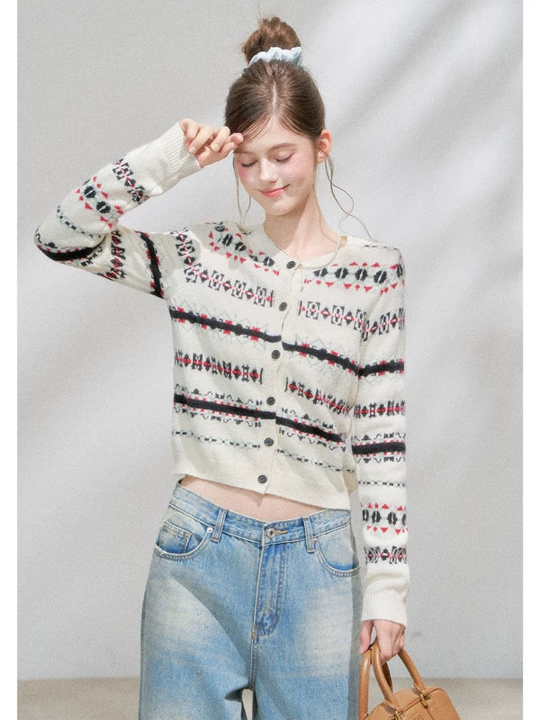 Fair Isle Knit Button Front Cardigan 3