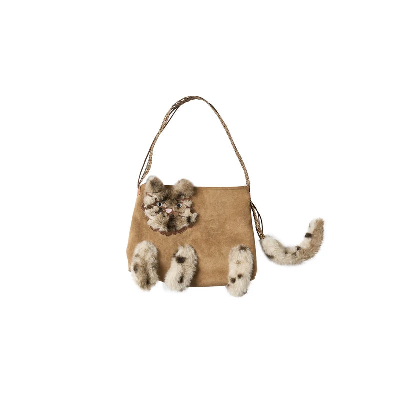 5983491733636, Faux Fur 3D Cat Suede Tote Bag