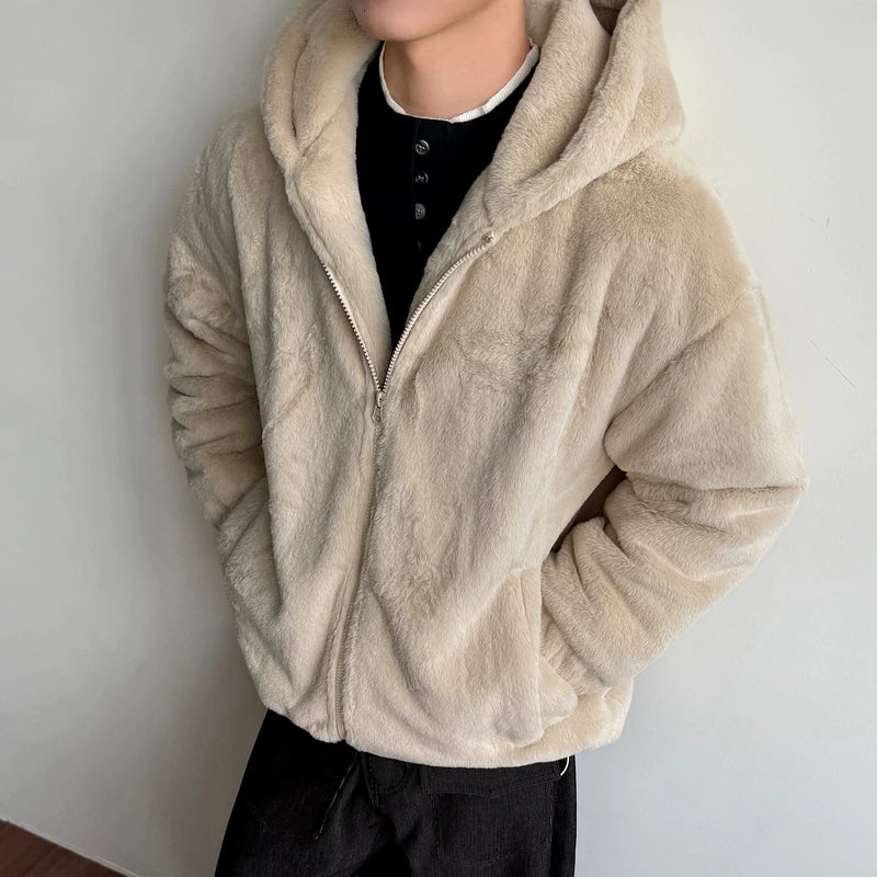 5950071532817,5950071532818,5950071532819,5950071532820,5950071532821, Faux Fur Fleece-Lined Hooded Winter Jacket