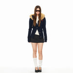 Faux Fur Hooded Cable Knit Cardigan 5