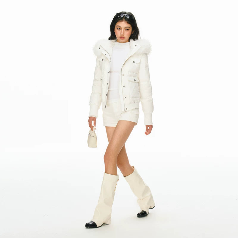 Faux Fur Hooded Puffer Down Jacket 5