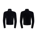 5976221413551,5976221413552,5976221413553,5976221413554, Faux Horsehair Stand Collar Zip Jacket