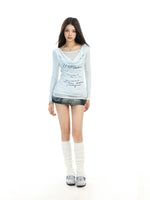 Faux Layered Cowl Neck Long Sleeve Shirt 3