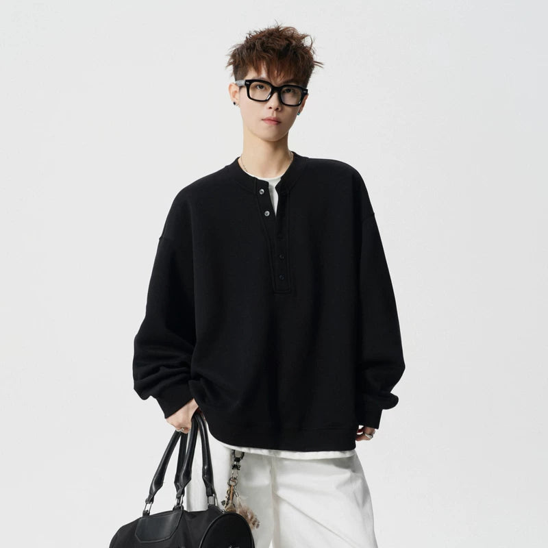 Faux Layered Henley Long Sleeve T-Shirt 5