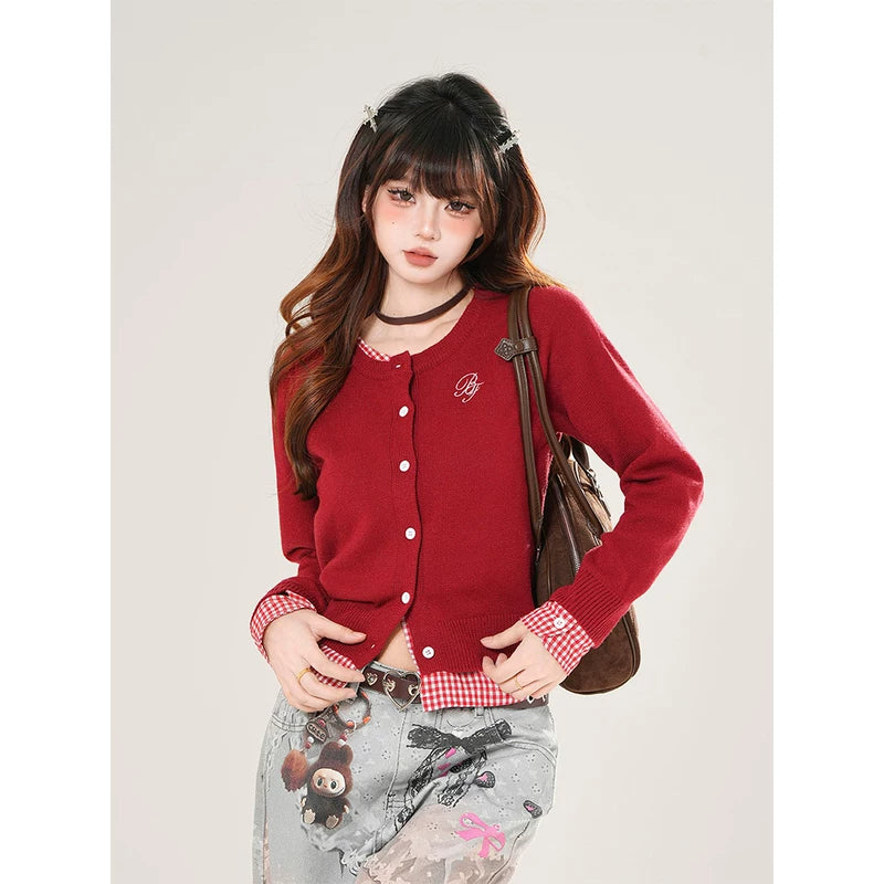 Faux Layered Knit Button Front Cardigan 3