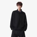 6002083680526,6002083680527,6002083680528,6002083680529,6002083680530,6002083680531,6002083680532, Faux Layered Stand Collar Pullover Hoodie