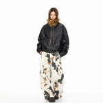 Faux Leather Bomber Jacket with Fur Collar 5