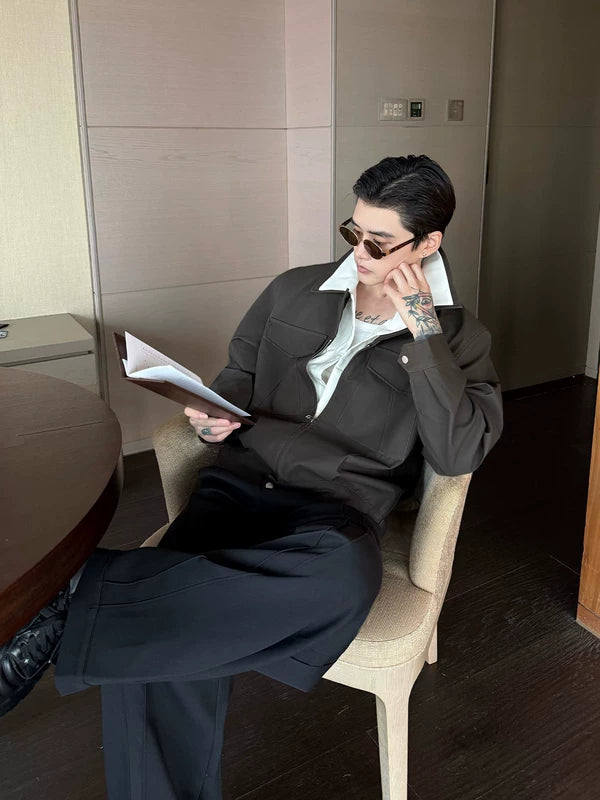 Faux Leather Boxy Deconstructed Lapel Jacket 2