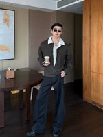 Faux Leather Boxy Deconstructed Lapel Jacket 4