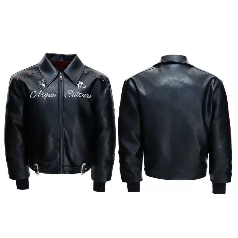 alt_id_6405609661, Faux Leather Motorcycle Bomber Jacket