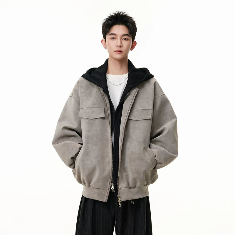 6025701049085,6025701049086,6025701049087,6025701049088,6025701049089, Faux Leather Two-Piece Hooded Motorcycle Jacket