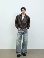 Faux Leather Zip-Up Motorcycle Jacket 4