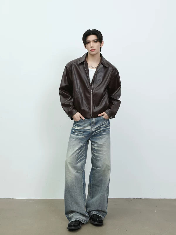 Faux Leather Zip-Up Motorcycle Jacket 4