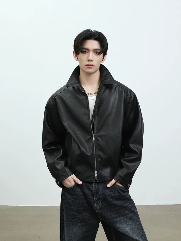 Faux Leather Zip-Up Motorcycle Jacket 5