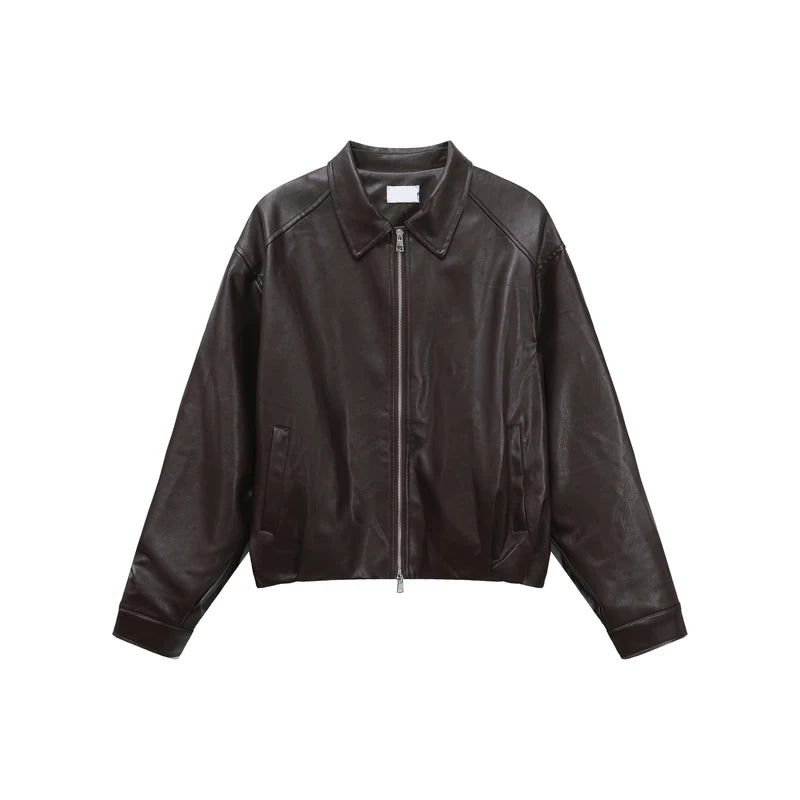 6191591930735,6191540182385,6191540182386,6191540182387, Faux Leather Zip-Up Motorcycle Jacket