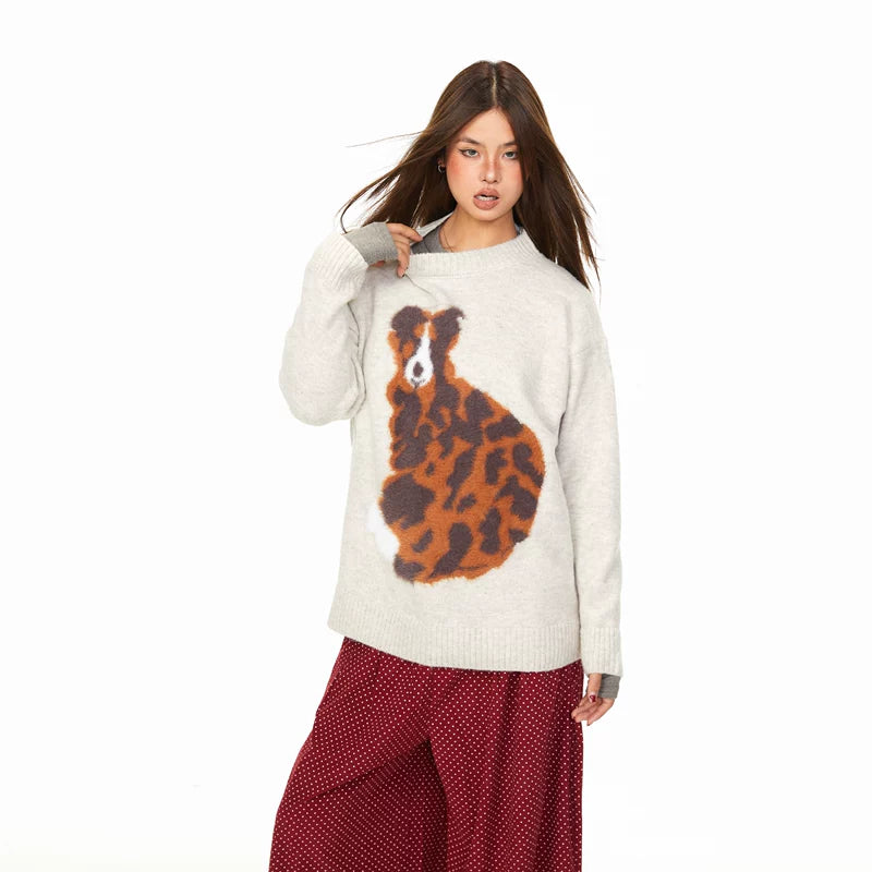 Faux Mink Dalmatian Graphic Knit Sweater 3