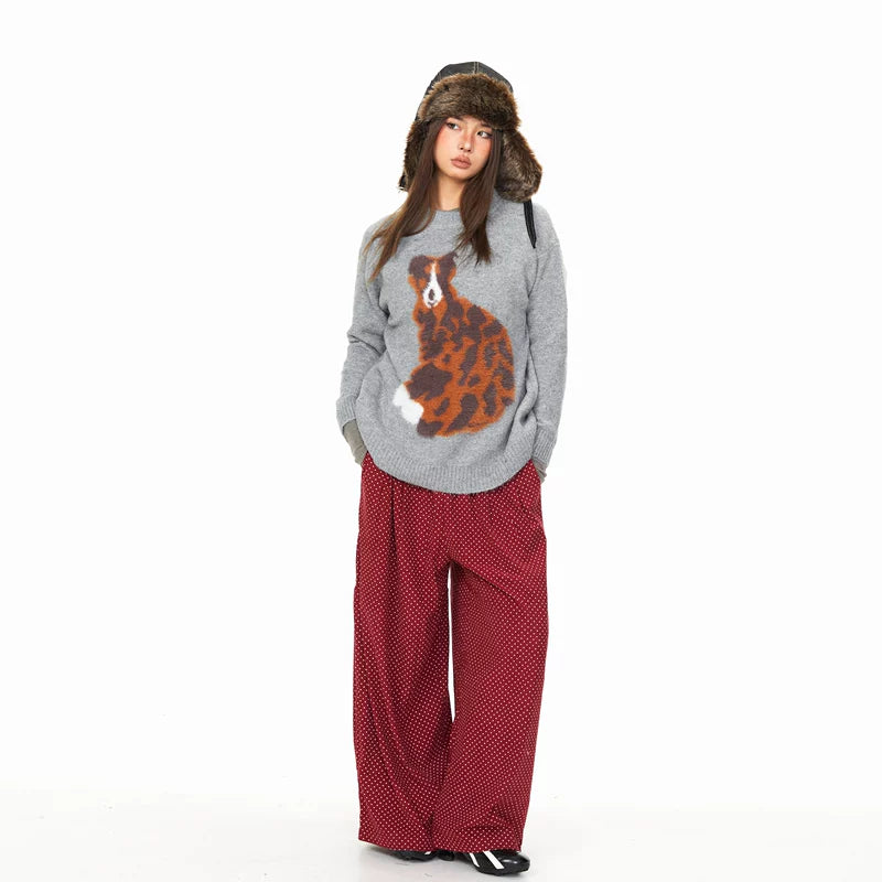 Faux Mink Dalmatian Graphic Knit Sweater 4