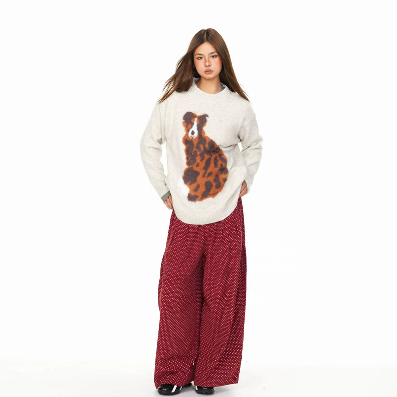 Faux Mink Dalmatian Graphic Knit Sweater 5