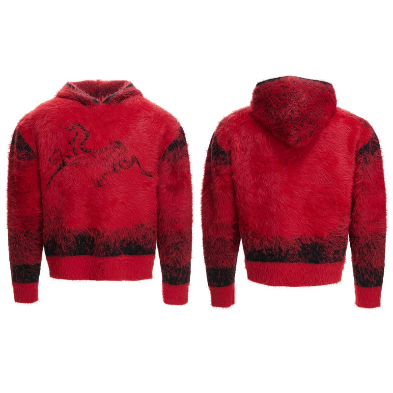 1627207:42016498241,6001518508649,1627207:42016498241,6001518508648,1627207:42016498241,6001518508647,1627207:42016498241,6001518508646,6001518508649,6001518508648,6001518508647,6001518508646, Faux Mink Fur Horse Graphic Hooded Sweater