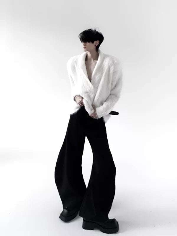 Faux Mink Fur V-Neck Sweater 3