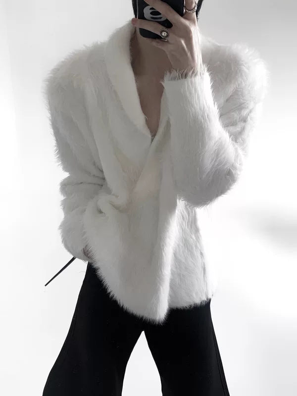 Faux Mink Fur V-Neck Sweater 5