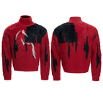 6024106420792,6024106420793,6024106420794,6024106420795, Faux Mink Rhinestone Horse Turtleneck Sweater