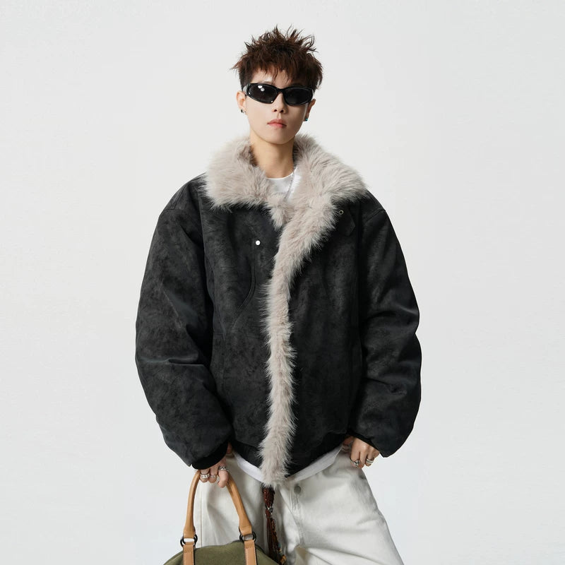 6148077579596,6148077579597,6148077579598,6148077579599,6148077579600, Faux Shearling Trim Insulated Winter Jacket