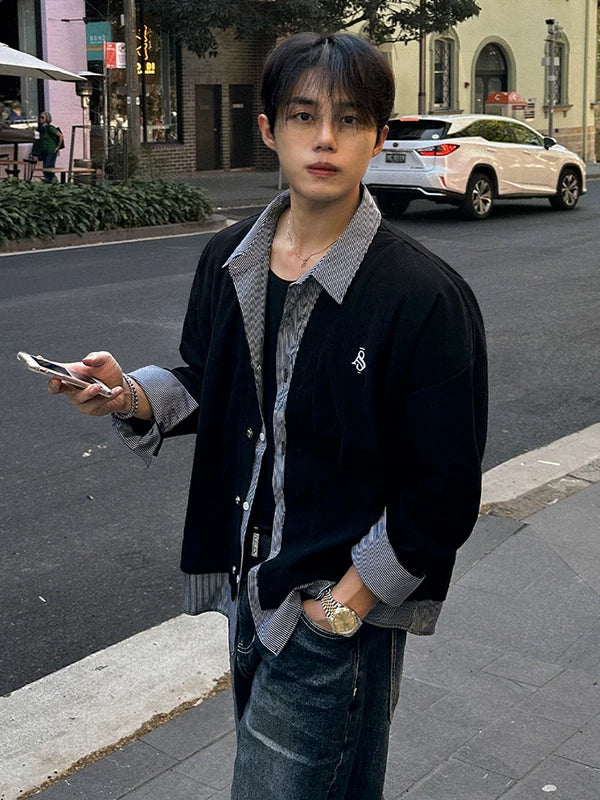 Faux Two-Piece Collared Button Jacket 2