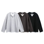 Faux Two-Piece Henley Long-Sleeve Pullover 4