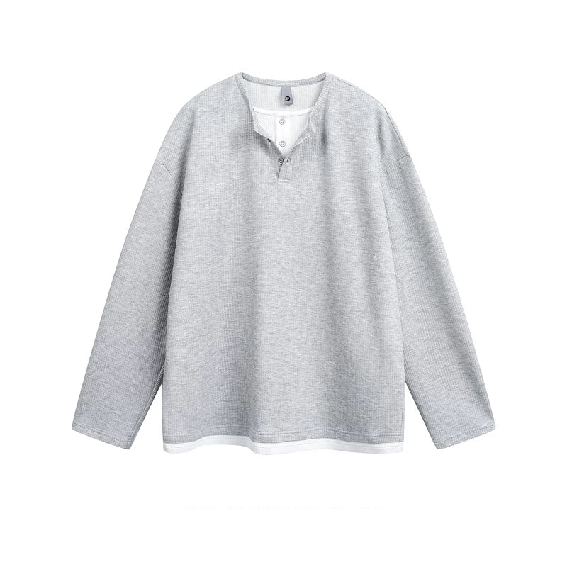 6161562587991,6161562587992,6161562587993,6161562587994, Faux Two-Piece Henley Long-Sleeve Pullover