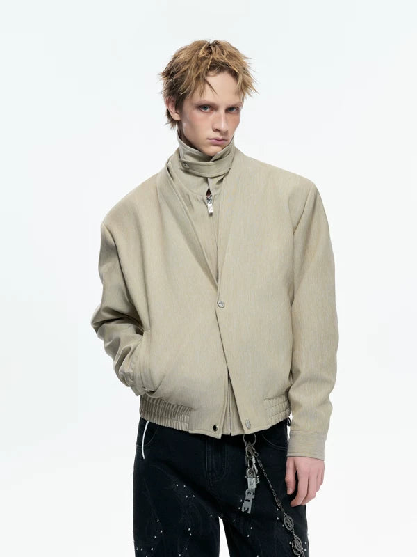 Faux Two-Piece Jacket with Detachable High Neck 3