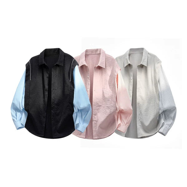 Faux Two-Piece Long Sleeve Casual Shirt 4