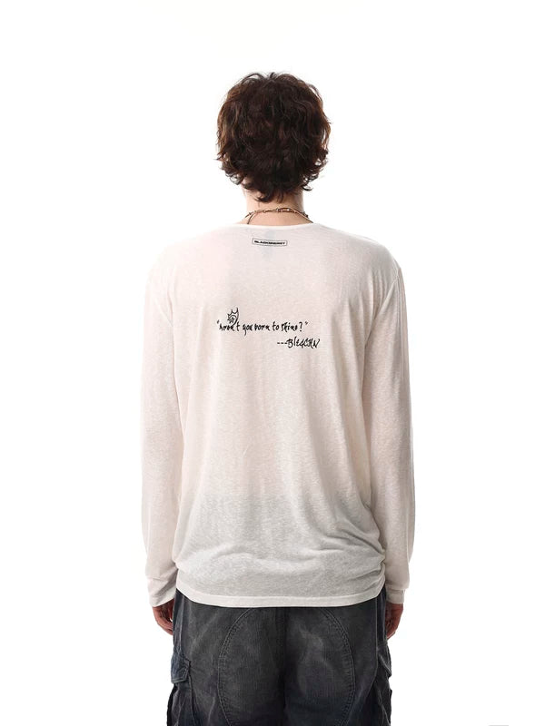 Faux Two-Piece Long Sleeve Graphic T-Shirt 3