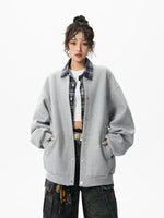 Faux Two-Piece Plaid Layered Collar Jacket 3