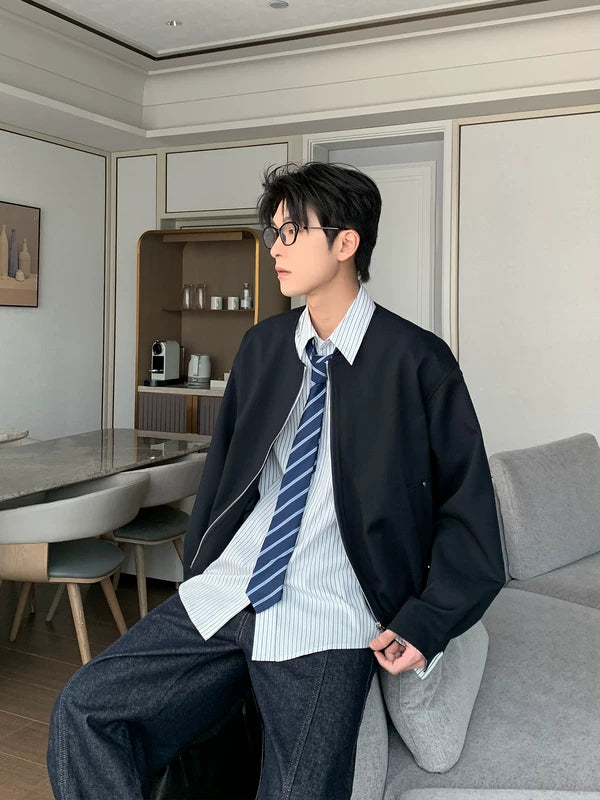 Faux Two-Piece Shirt Collar Jacket 2