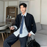 6030419940102,6030419940103,6030419940104, Faux Two-Piece Shirt Collar Jacket