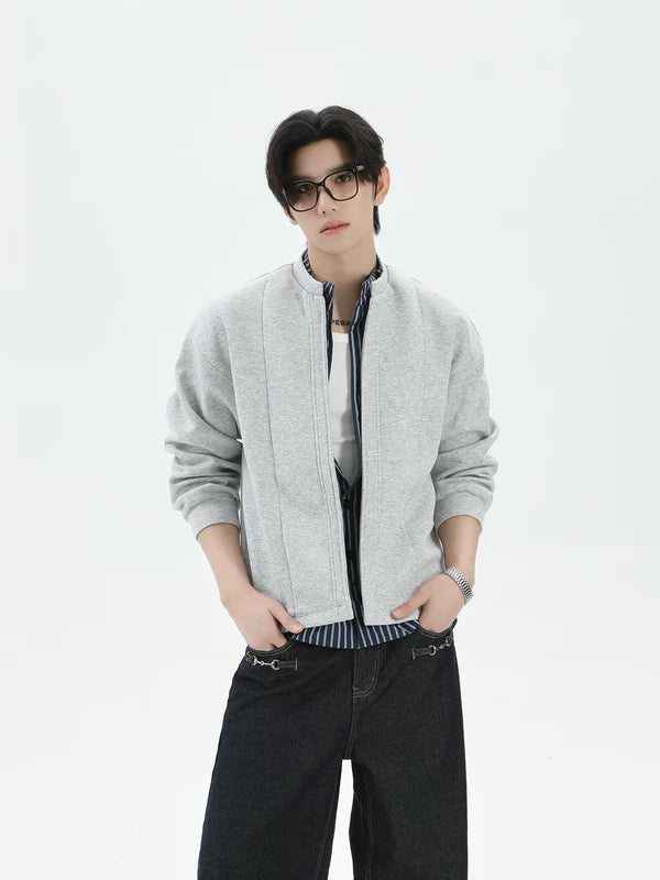 Faux Two-Piece Stand Collar Bomber Jacket 3