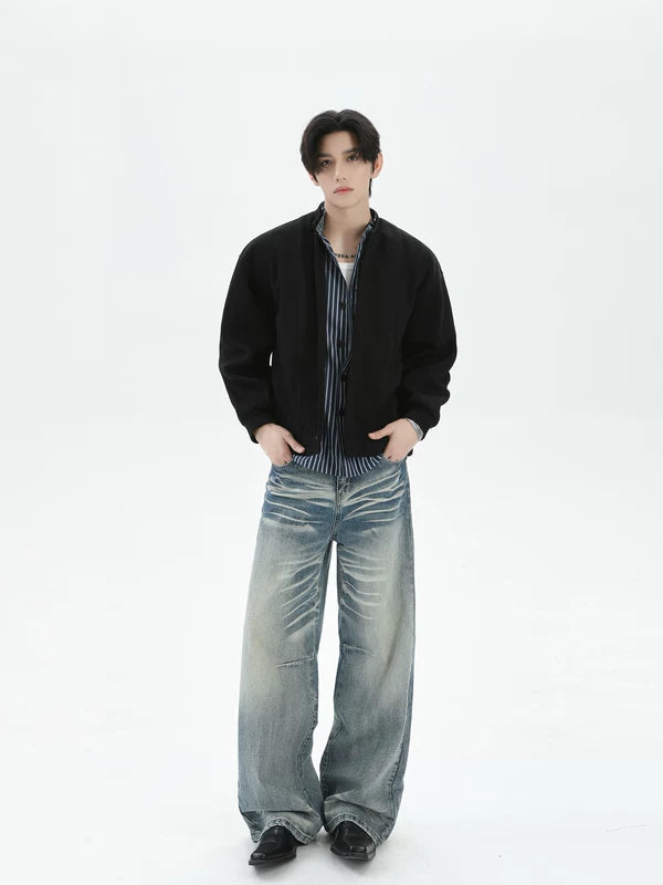 Faux Two-Piece Stand Collar Bomber Jacket 4