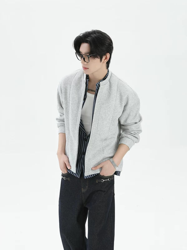 Faux Two-Piece Stand Collar Bomber Jacket 5