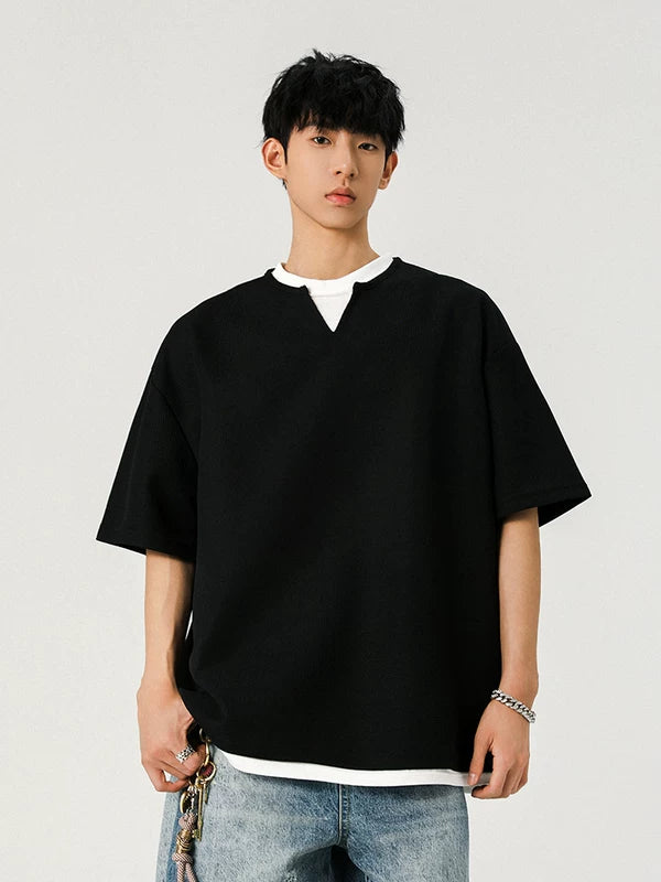 Faux Two-Piece Waffle Knit T-Shirt 5