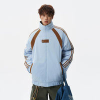 Veste en coton à col montant colorblock rétro 