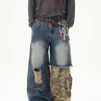 Patchwork Camouflage Wide Leg Pants