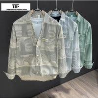 Color Contrast Striped Print Shirt