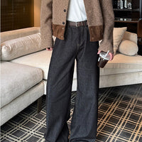 بنطلون جينز فضفاض مستقيم الساق بتصميم عتيق 