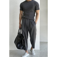 Elastic Waist Cropped Drape Pants