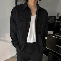 Collared Workwear Shirt Jacket with Pockets