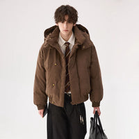 Matte Kapuzenisolierte Baumwolljacke 