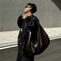 男性用レザー スリングバッグ 